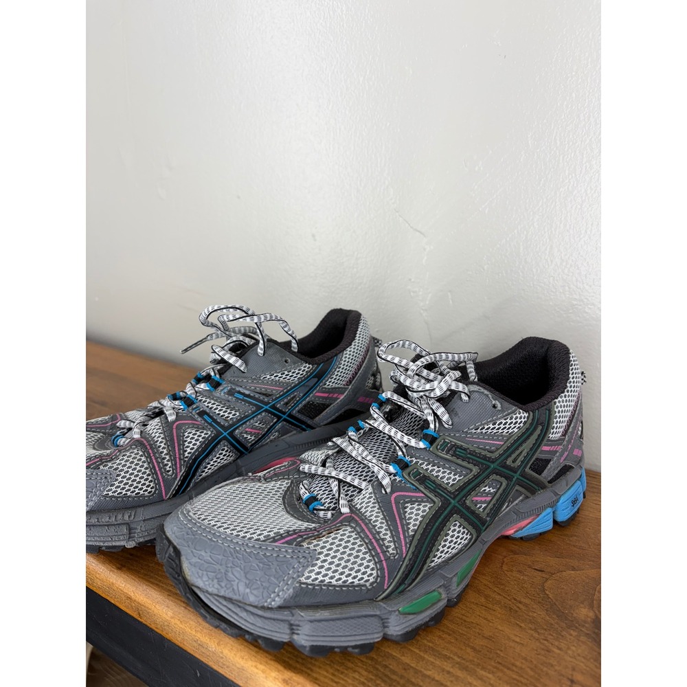 ASICS Gel Venture 5 Womens Grey Blue Pink Trail Running Shoes T6L5N Size 6.5